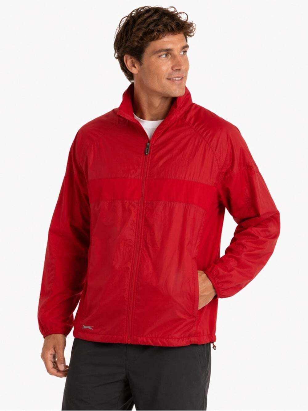 Vintage Slazenger Red Windbreaker Jacket Full Zip Sport Retro Lightweight Large